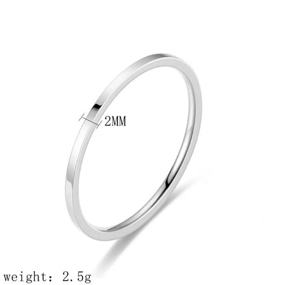 Minimalist Solid Color Titanium Steel 18K Gold Plated Polishing Rings