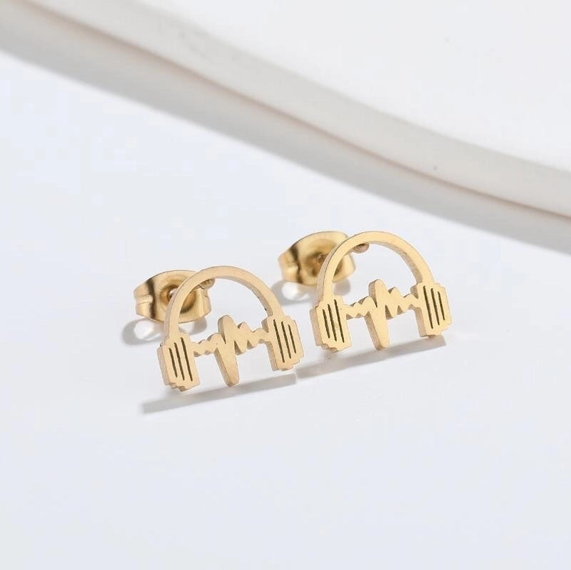 1 Pair Fashion Musical Instrument Plating 304 Stainless Steel 18K Gold Plated Ear Studs