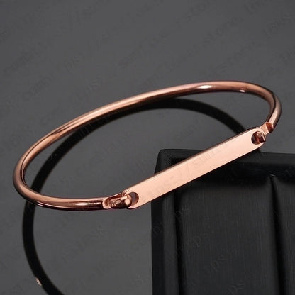 Minimalist Solid Color 304 Stainless Steel 18K Gold Plated Titanium Steel Bangle In Bulk
