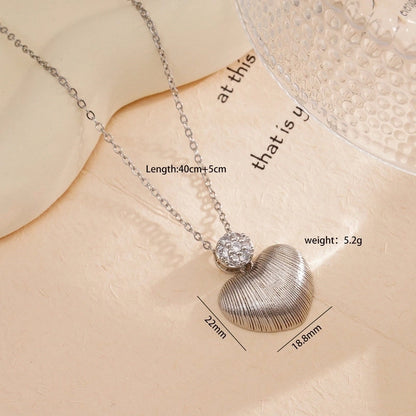 Minimalist Heart Shape 304 Stainless Steel Copper Zircon Gold Plated Plating Inlay Pendant Necklace