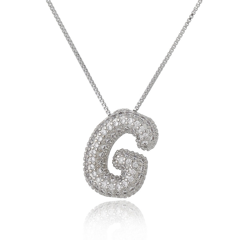 Copper Inlay Letter Zircon Pendant Necklace