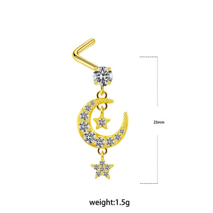 1 Piece Nose Rings & Studs Minimalist Classic Style Heart Shape Butterfly Stainless Steel Titanium Steel Copper Plating Inlay Rhinestones Zircon Gold Plated Nose Rings & Studs
