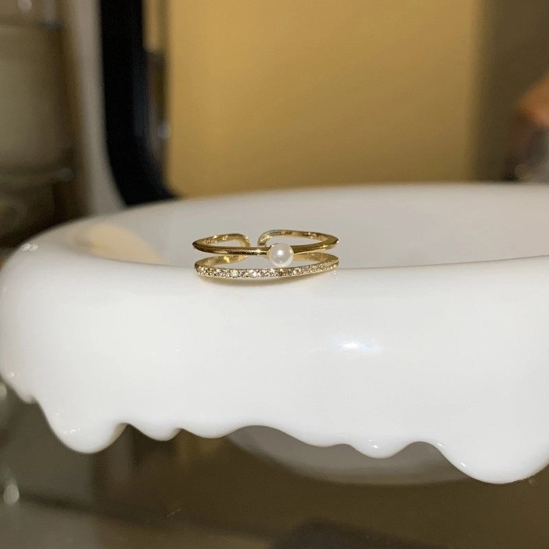 Copper Inlay Animal Artificial Pearls Artificial Diamond Copper Rings