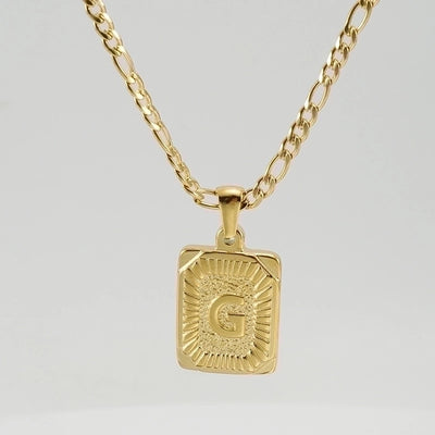Fashion Letter Rectangle 304 Stainless Steel Titanium Steel 18K Gold Plated Gold Plated Pendant Necklace