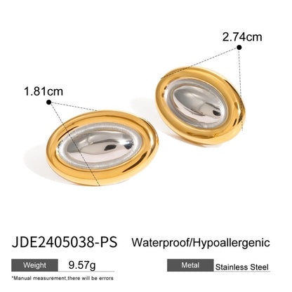 1 Pair Retro Minimalist Classic Style Geometric 304 Stainless Steel 18K Gold Plated Earrings Ear Studs