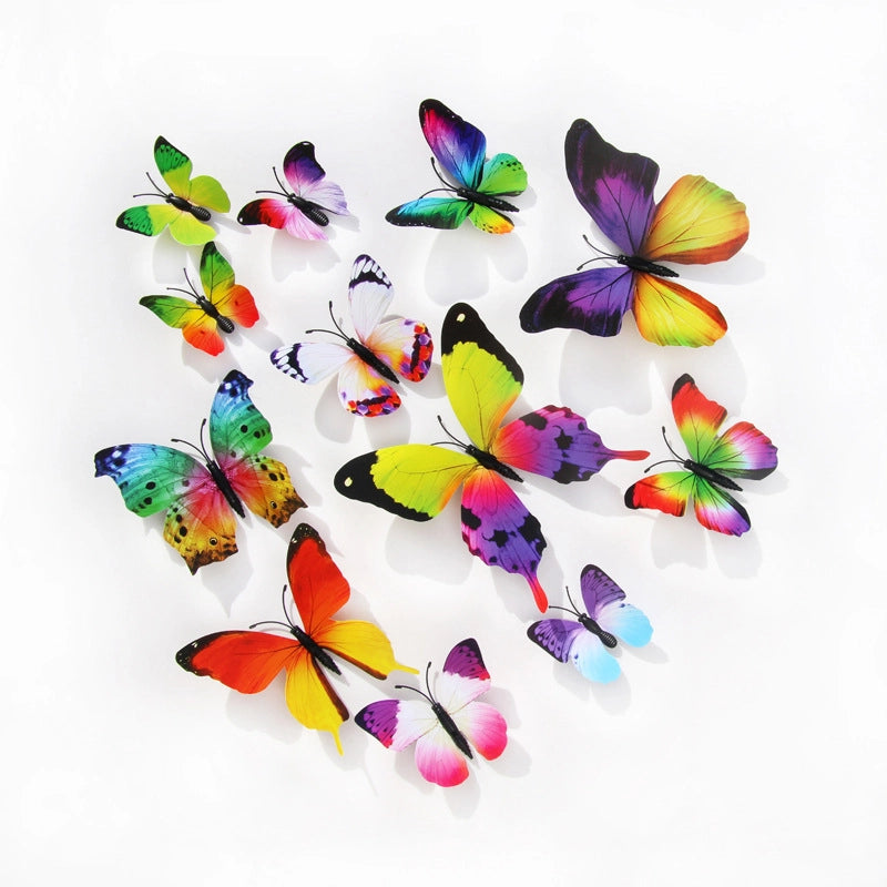 3d Realistic Butterfly Wall Stickers Fridge Magnets Home Mall Background Decorations Pvc Wall Decals Artistic Crafts