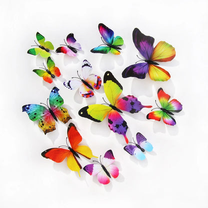 3d Realistic Butterfly Wall Stickers Fridge Magnets Home Mall Background Decorations Pvc Wall Decals Artistic Crafts