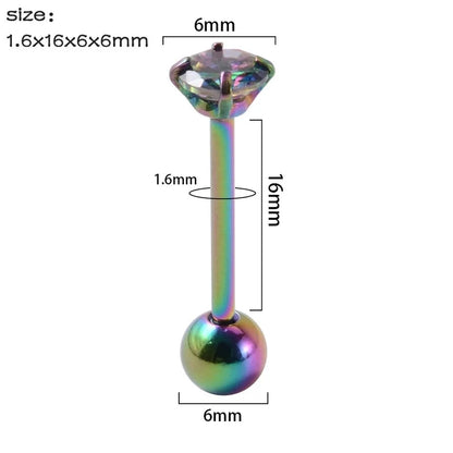 1 Piece Tongue Rings Minimalist Streetwear Solid Color 304 Stainless Steel Zircon Plating Inlay Zircon 18K Gold Plated