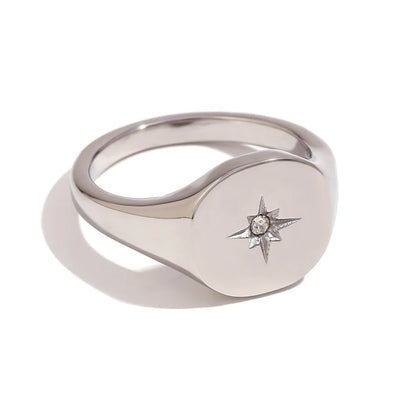Elegant Fashion Circle Geometric Flower Stainless Steel 18K Gold Plated Rings