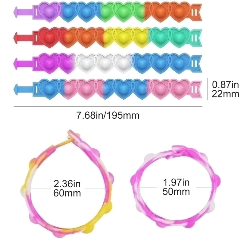 Cute Colorful Heart Silicone Squeeze Bracelet Pressure Reduction Toy