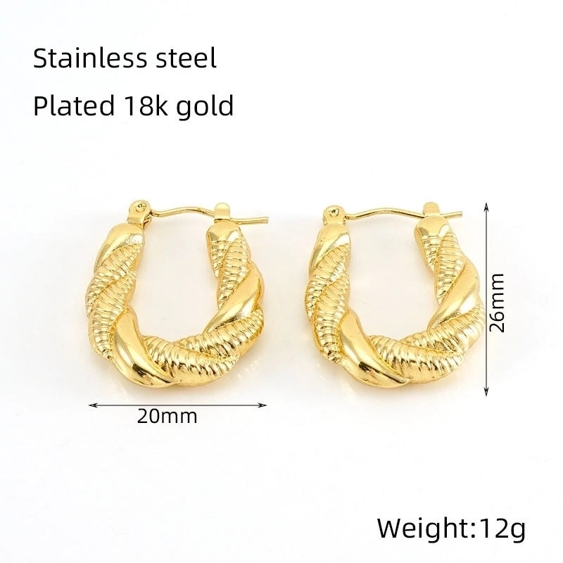 1 Pair Minimalist U Shape 304 Stainless Steel 18K Gold Plated Hoop Earrings