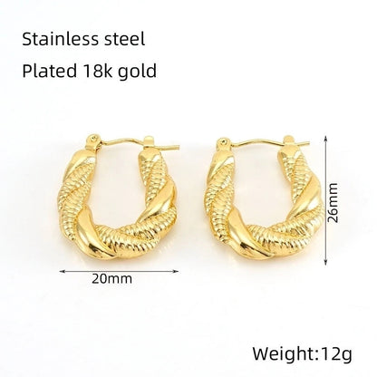 1 Pair Minimalist U Shape 304 Stainless Steel 18K Gold Plated Hoop Earrings