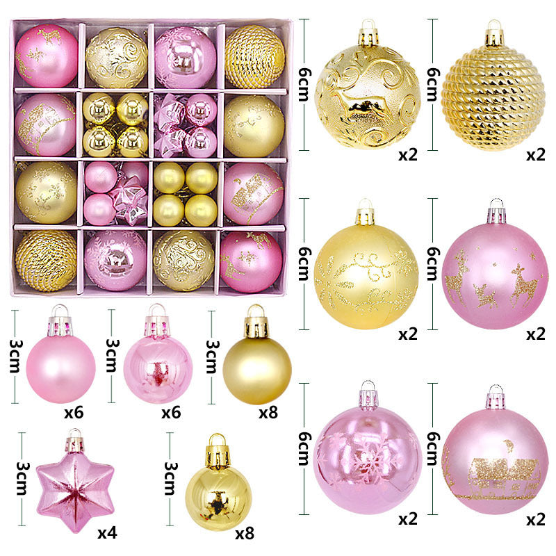 Christmas Ball Gift Box Set Painted Electroplated 44pcs Round Ball Irregular Christmas Ball Ornaments