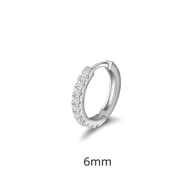 1 Piece Minimalist Geometric Inlay Copper Zircon Hoop Earrings