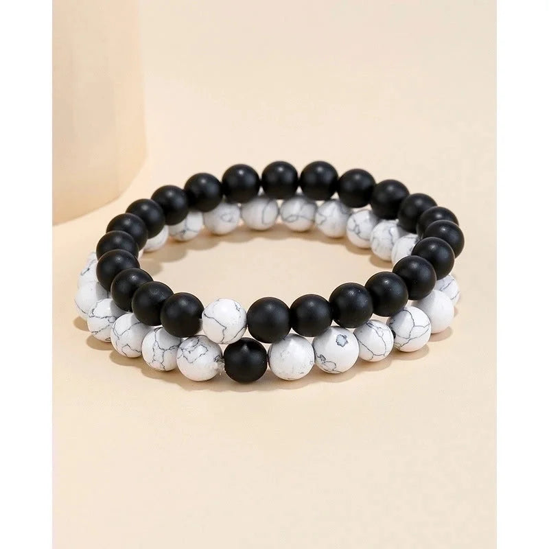 Fashion Heart Shape Agate Beaded Bracelets 1 Set