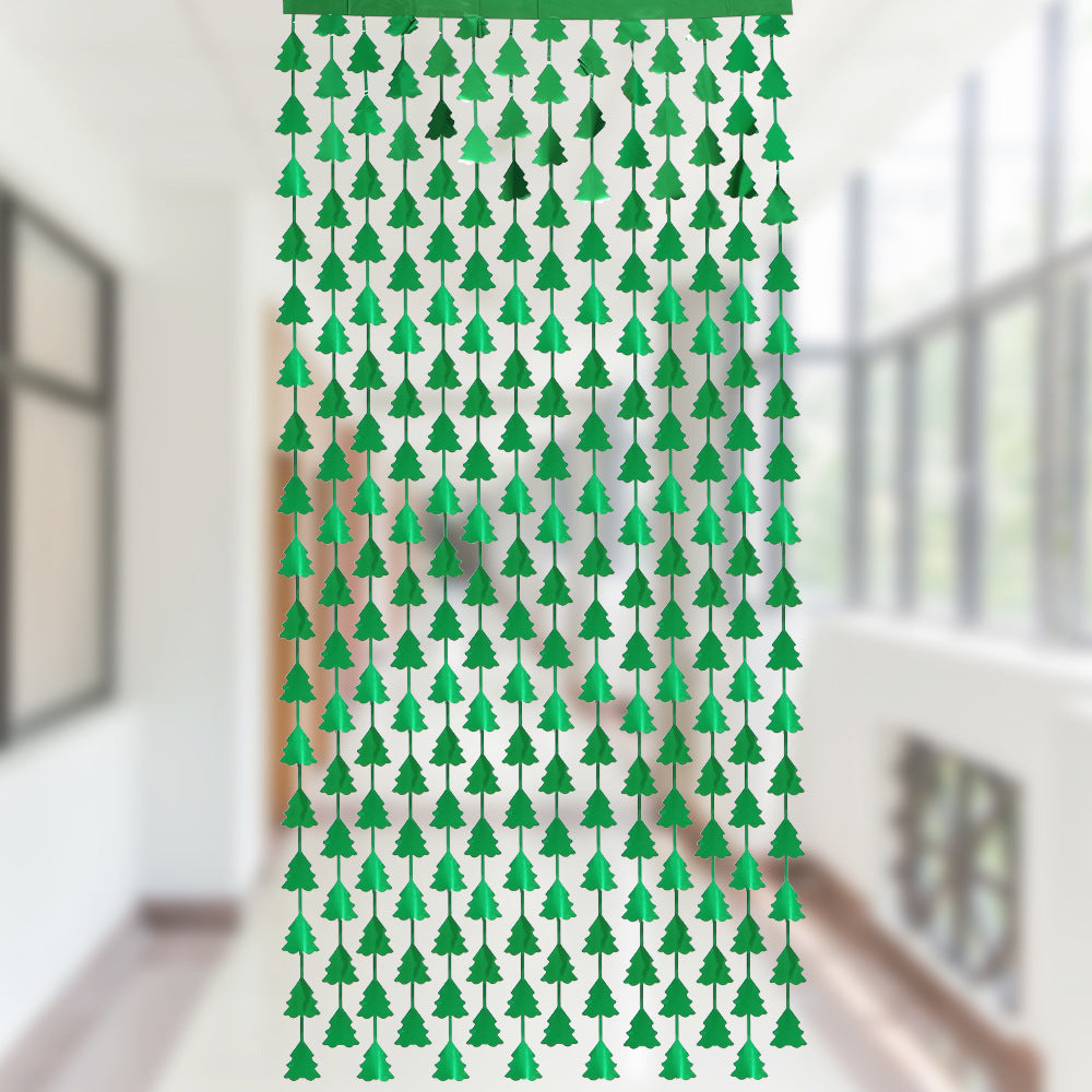 2 Pieces Christmas Decoration 2m Green Christmas Tree Rain Silk Curtain Birthday Party Decoration Christmas Tassel Curtain