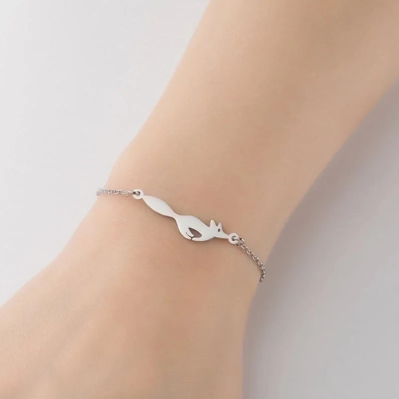 Cute Lady Letter Fox Horse 201 Stainless Steel 18K Gold Plated Bracelets In Bulk