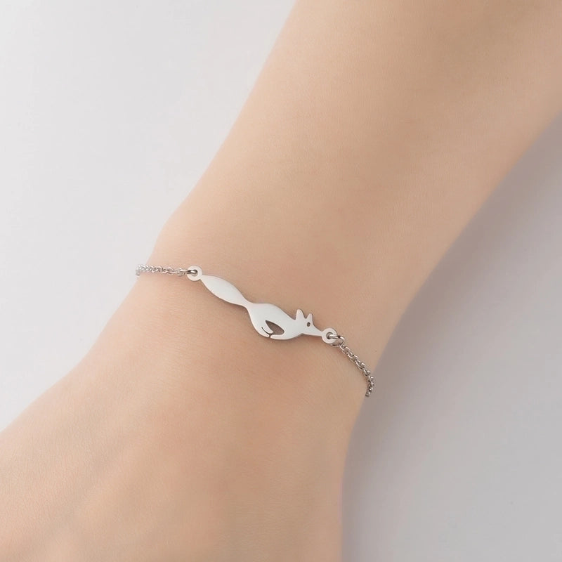 Cute Lady Letter Fox Horse 201 Stainless Steel 18K Gold Plated Bracelets In Bulk