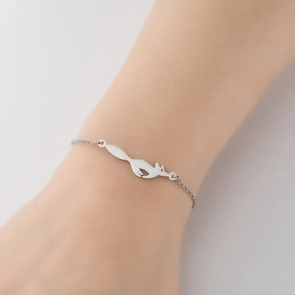 Cute Lady Letter Fox Horse 201 Stainless Steel 18K Gold Plated Bracelets In Bulk