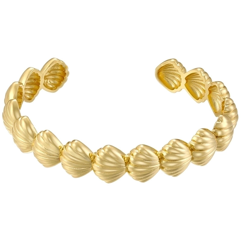 2 Pieces Copper 18K Gold Plated Shell Copper Bracelets