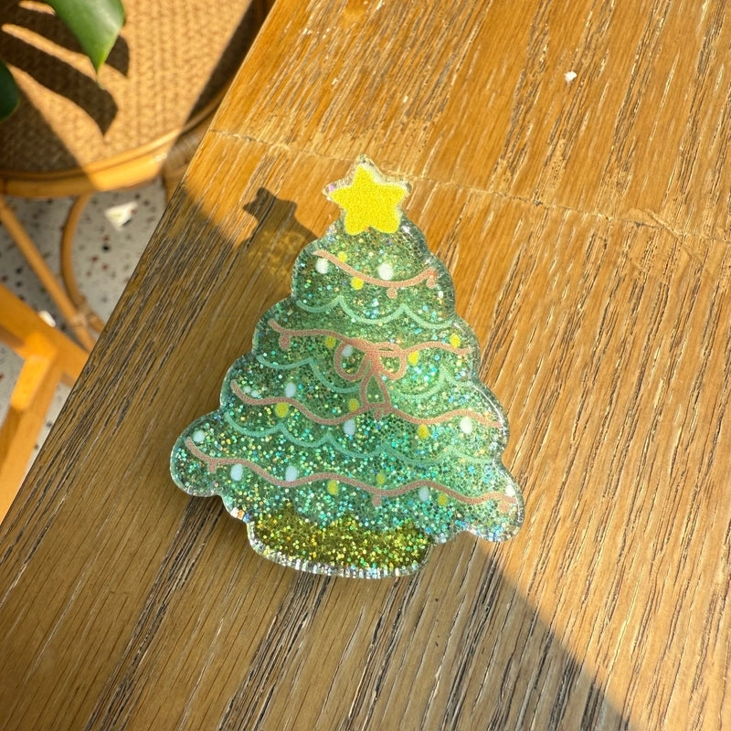 Cute Women's Christmas Tree Santa Claus Christmas Socks Arylic Hair Claws