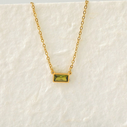IG Style Modern Style Classic Style Rectangle 304 Stainless Steel Zircon 18K Gold Plated Inlay Pendant Necklace