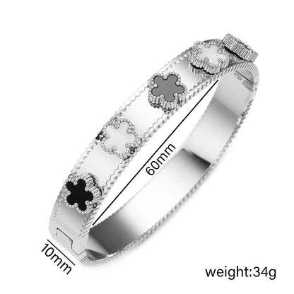 Elegant Letter Heart Shape Flower Titanium Steel Bangle