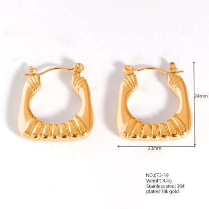 1 Pair Casual Modern Style Classic Style U Shape Geometric 304 Stainless Steel Titanium Steel 18K Gold Plated Earrings
