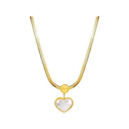 Elegant Lady Sweet Heart Shape Rose Titanium Steel Shell Plating Earrings Necklace