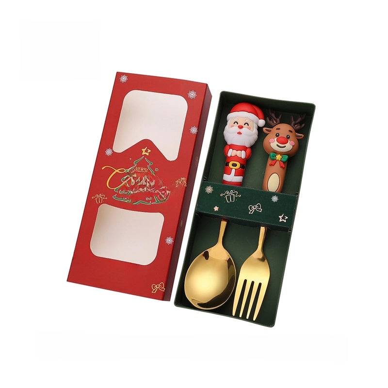 J Christmas Spoon Suit Cartoon Funny Christmas Tree Dessert Cake Spoon Creative Tableware Christmas Gift