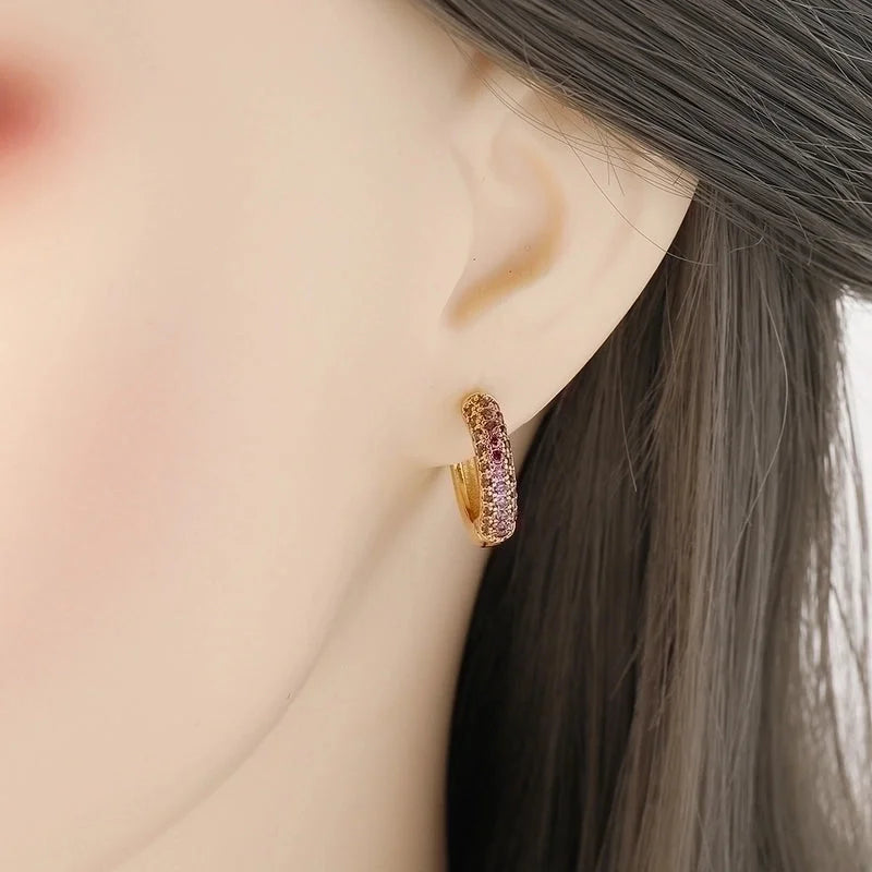 2 Pieces Minimalist U Shape Plating Inlay Copper Zircon Earrings