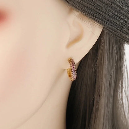 2 Pieces Minimalist U Shape Plating Inlay Copper Zircon Earrings