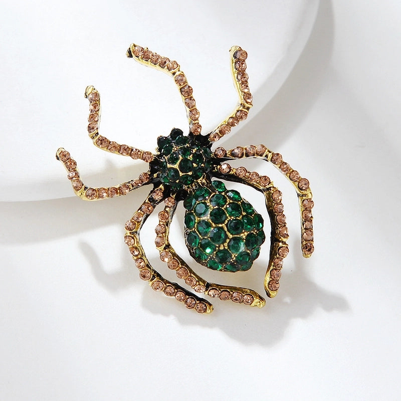 Retro Pin Spider Zinc Alloy Inlay Rhinestones Unisex Brooches