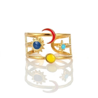 Elegant Minimalist Geometric 304 Stainless Steel Enamel Stainless Steel Rings