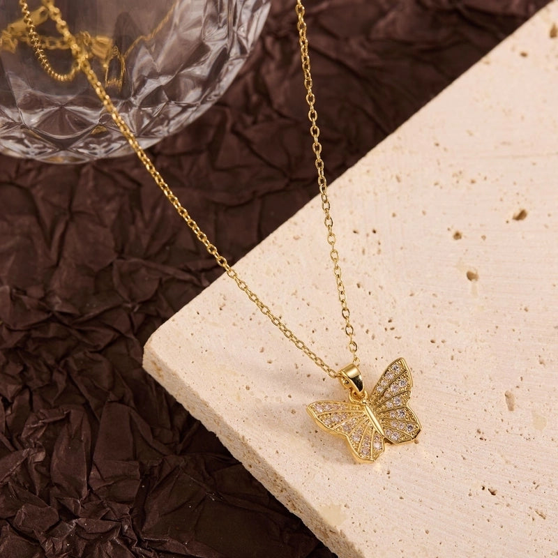 Titanium Steel Copper Leaf Heart Shape Pendant Necklace