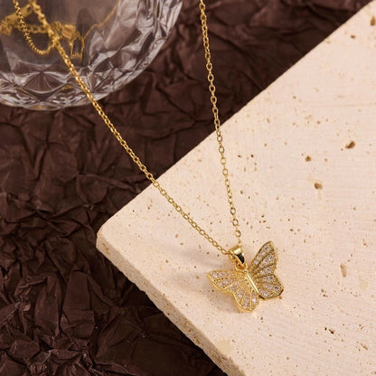 Titanium Steel Copper Leaf Heart Shape Pendant Necklace