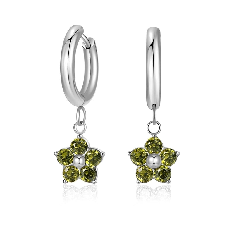 1 Pair Minimalist Classic Style Flower Inlay 304 Stainless Steel Zircon Drop Earrings