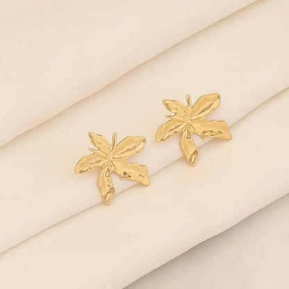 1 Pair Elegant Minimalist Sunflower Flower Plating 304 Stainless Steel 18K Gold Plated Ear Studs