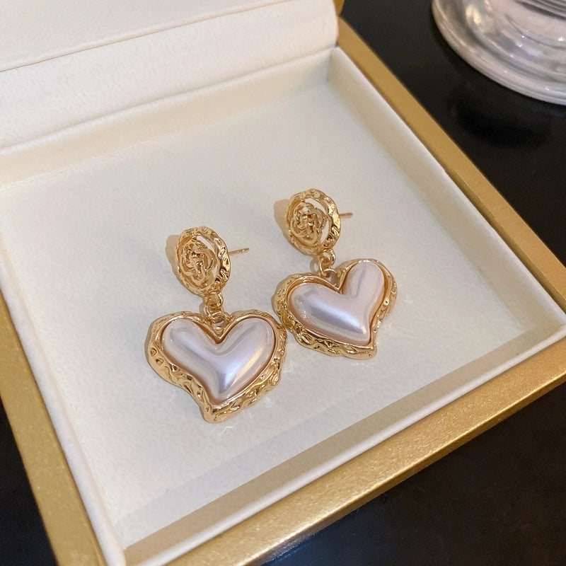 1 Pair Minimalist Flower Copper Enamel Rhinestones Drop Earrings Ear Studs