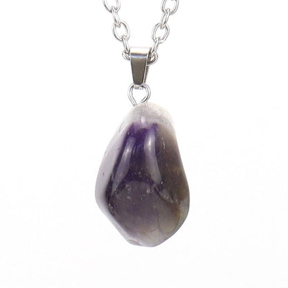 Minimalist Geometric Natural Stone Ferroalloy Knitting Pendant Necklace