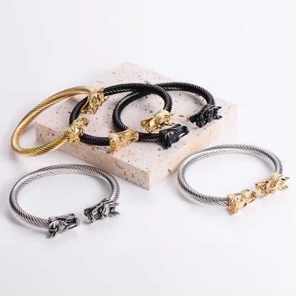 304 Stainless Steel 18k Gold Plated Hip-hop Inlay Geometric Acrylic Pearl Bangle