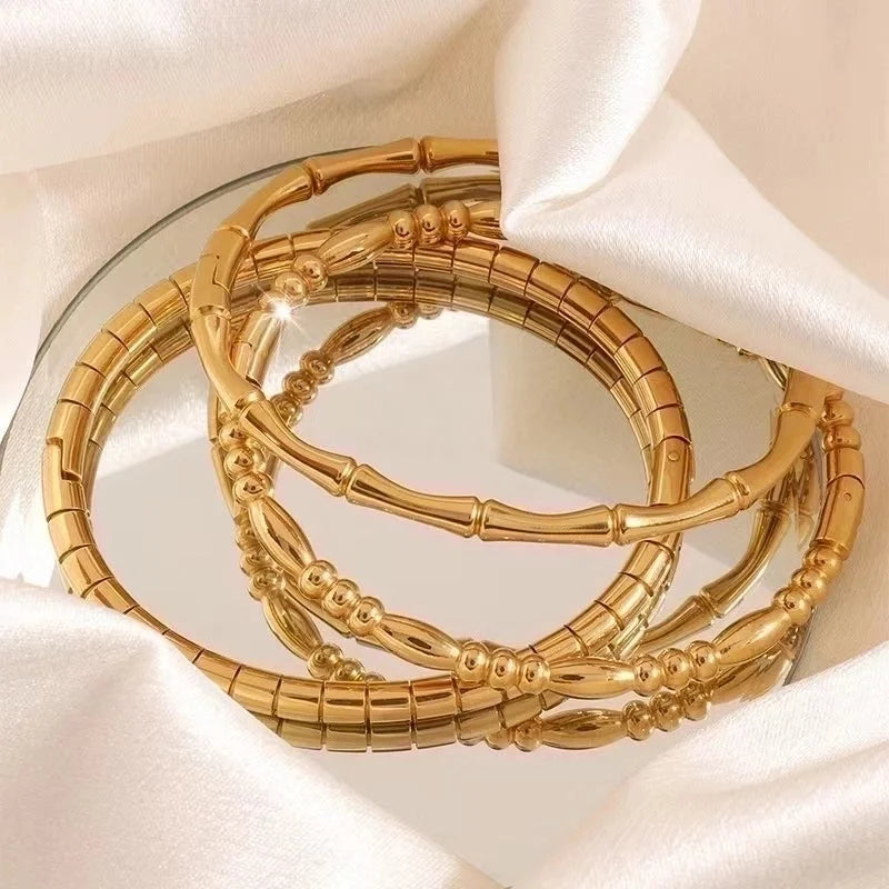 Minimalist Classic Style Geometric 304 Stainless Steel Silver Plated Bangle In Bulk