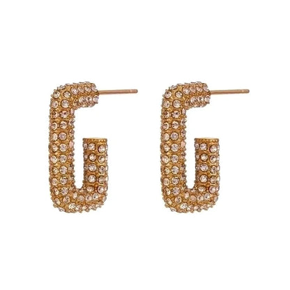 1 Pair Fashion Geometric Plating 304 Stainless Steel Zircon 18K Gold Plated Earrings