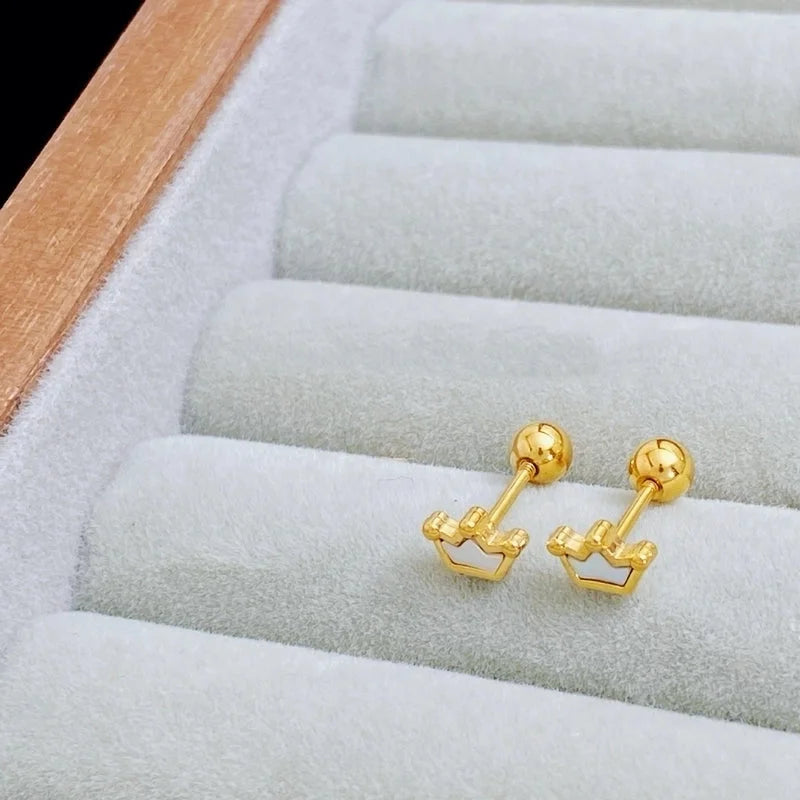 1 Pair Sweet Cross Heart Shape Snowflake Plating 304 Stainless Steel Titanium Steel 18K Gold Plated Cartilage Earrings