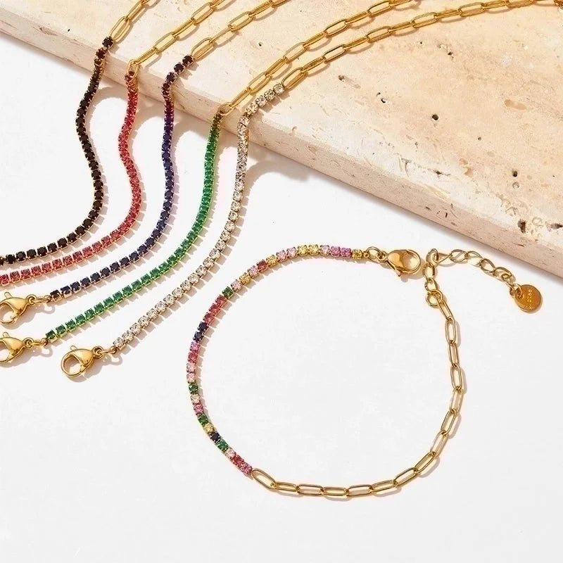 Minimalist Rhombus 304 Stainless Steel Plating Inlay Zircon Women's Bracelets