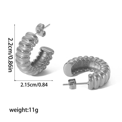 304 Stainless Steel 18K Gold Plated Retro Roman Style Plating Circle Gear Rings Earrings