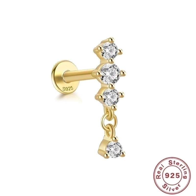 1 Piece Ear Cartilage Rings & Studs Fashion Geometric 925 Sterling Silver Plating Zircon