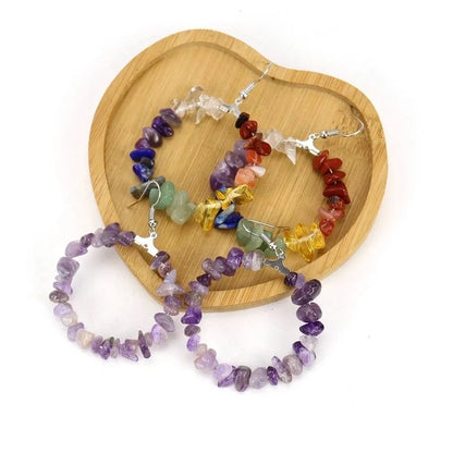 2 Pieces Ig Style Irregular Circle Beaded Plating Alloy Natural Stone Drop Earrings