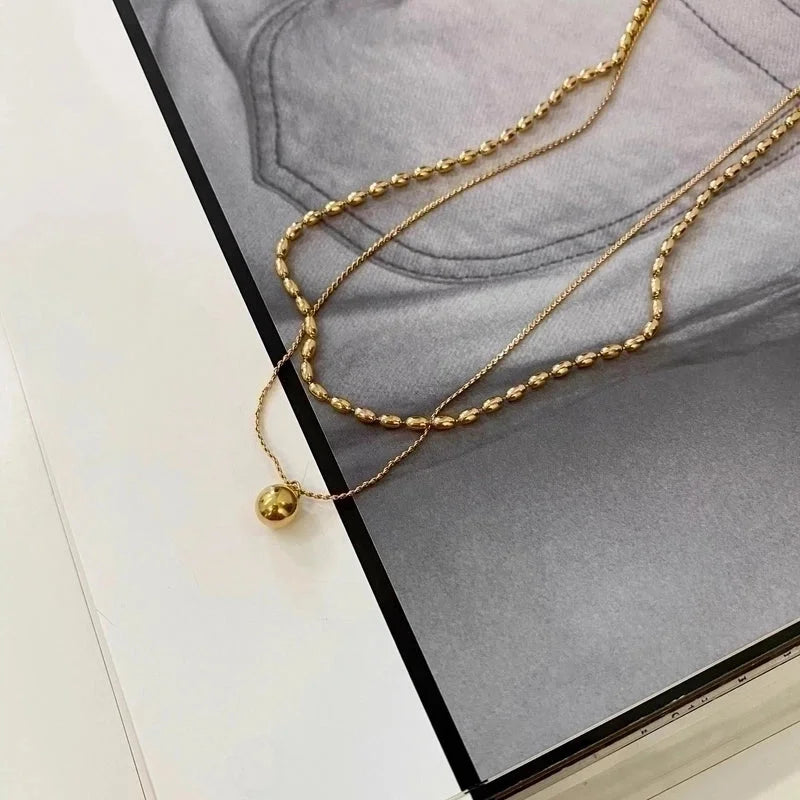 Glam Lady Solid Color 304 Stainless Steel Layered Necklaces