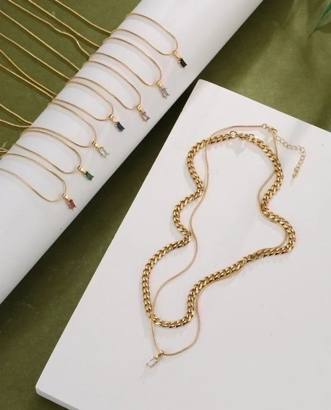 Minimalist Geometric Copper 18K Gold Plated Necklace